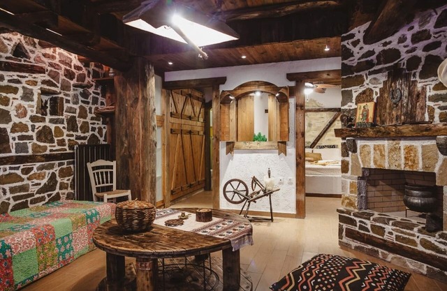 Τraditional house with pool and fire place
