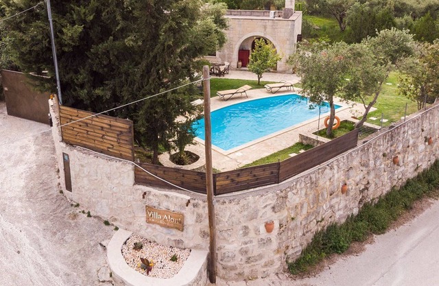 Traditional,Luxury Stone Villa with Pool and View.