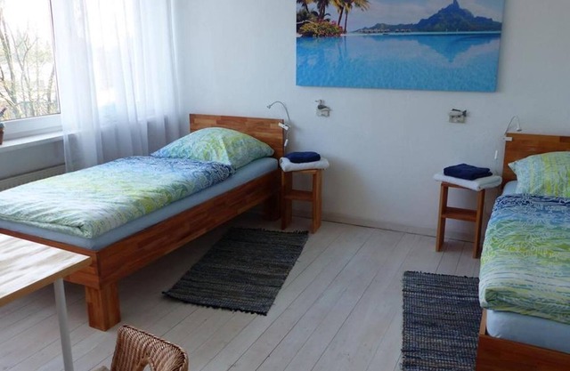 Twin room No. 1, shared shower/shared toilet - guest room view of the countryside