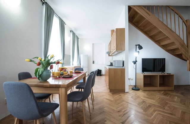 Two Bedroom duplex Apartment in the first floor with spacious living room, bathroom and kitchen
