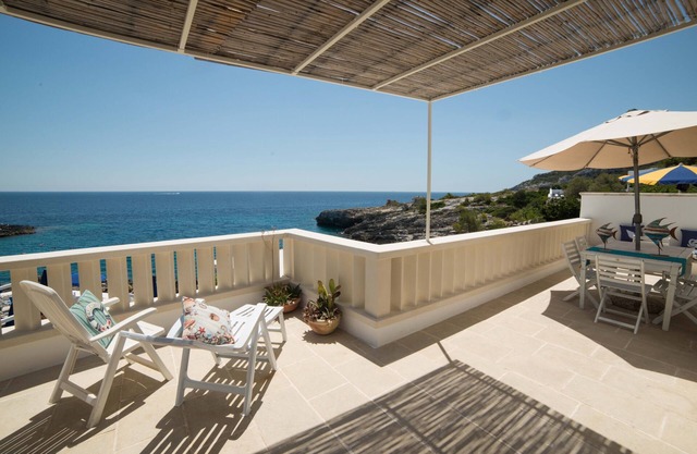Typical dwelling with terrace facing the sea 30mt from the beach Novaglie