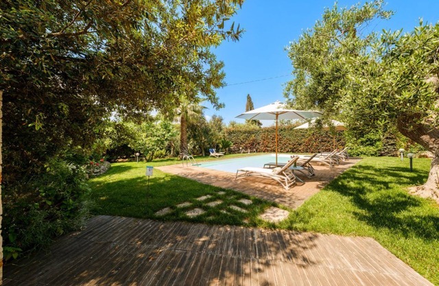 Typical stone structure with private swimming pool a few steps from the town