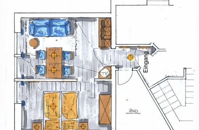 Vacation apartment (35sqm) on the 1st floor with a view of the orchard