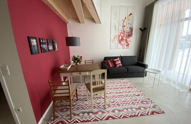 Vacation apartment in new wooden building with open kitchen
