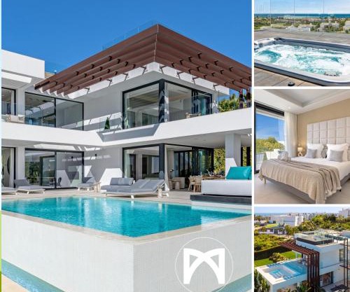 VACATION MARBELLA I Villa Martinica, Turquoise Heated Pool, Rooftop Hot Tub with Sea View, Cine Room, 5 min to the Beach