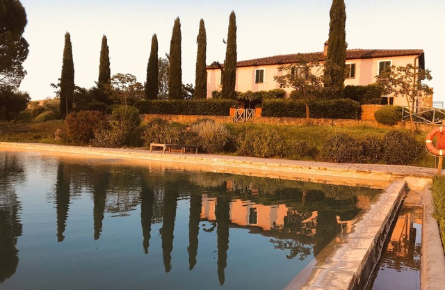 Val D'Orcia, near Siena and Montalcino: villa, panorama and pool