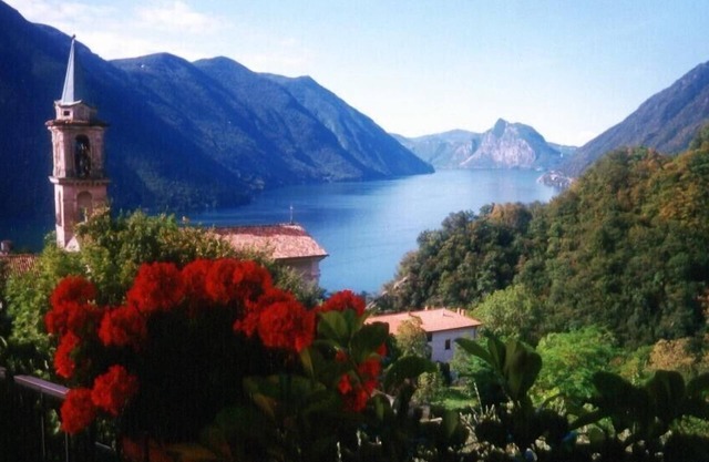 View to the lake, sun terrace, Mediterranean garden, cosy flat
