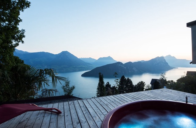 Villa with hot-tub at Lake Lucerne directly at famous Rigi cog railway