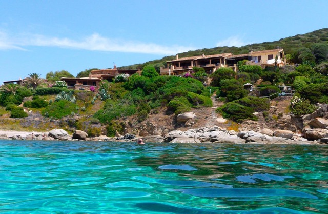 Water front Villa with terraces and with an amazing view over beach, bay, sunset