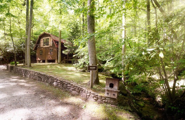 Waterfront Cabin with private hiking trails, fire pit, wifi, park-like views