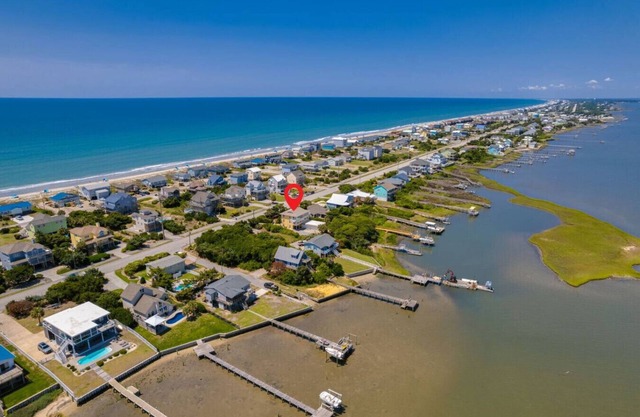 Waterfront Condo with Views & Dock – Short Walk to Emerald Isle Beach