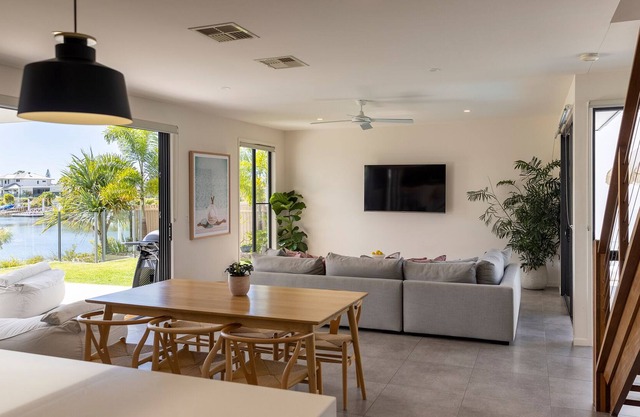 Waterfront home with a pool, designed for families with everything you need.