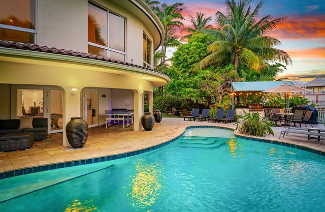 Waterfront Retreat: 7BR Villa with Pool & Firepit