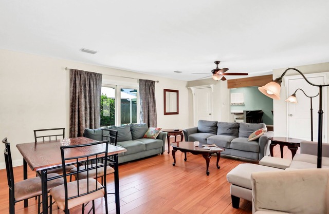 Welcoming single-level home with private pool, hot tub, large yard, patio