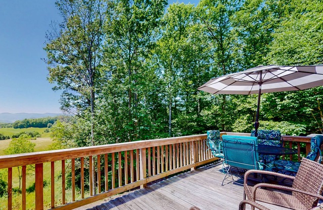 Wilderness retreat with a wood-burning fireplace, grill, & deck - mtn views
