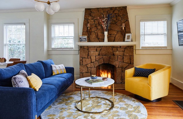 Yellow Door: Crestwood Bungalow w Fireplace & Yard