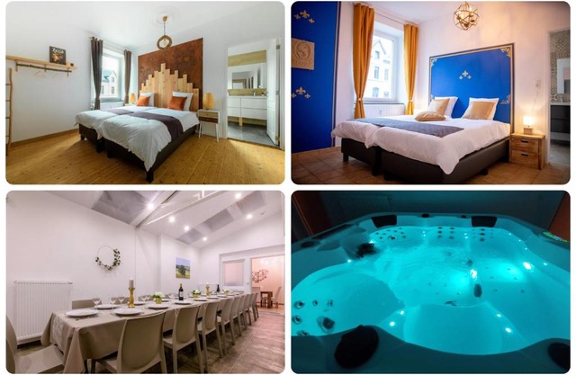 Zythogite, 23 personnes, 9 chambres, 6 salles de bain, bbq, jacuzzi, jardin, billard