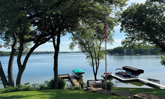 Powers Lake House | Grande Vista Manor-Beautiful Lakefront Home Minutes From Lake Geneva