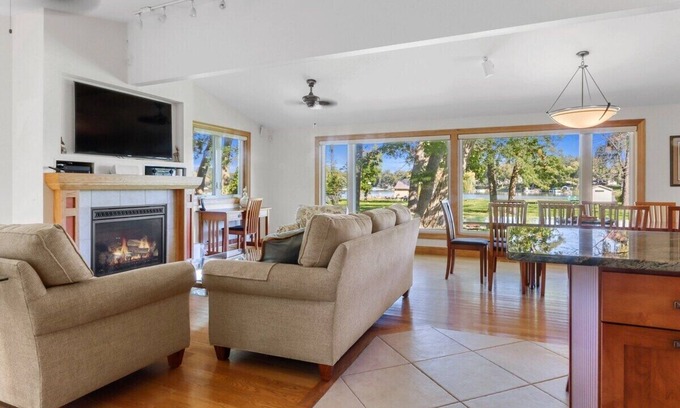 Powers Lake House | Lake Benedict Lakefront |Pier |Large Lawn |Fire Pit |Grill |Relaxing Family Vacation |Gas Fireplace