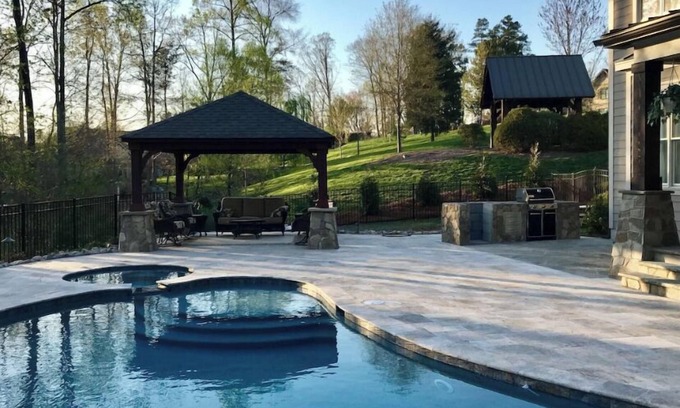 Mayhew House | Lake Norman Luxury 6 br House Pool, Hot tub, Outdoor Oasis. Pets ok!
