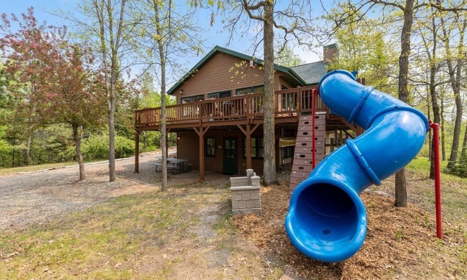 Nevis Cabin | Lakefront retreat on Island Lake. Two cabins, 7 bedrooms, sand beach, privacy+