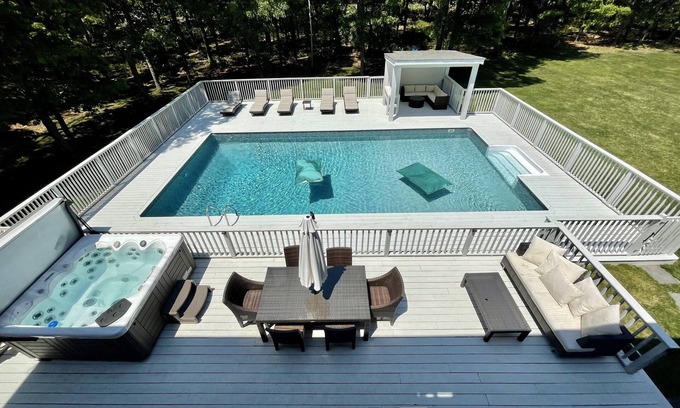 East Hampton House | Luxury, private, gated heated pool, hot tub, fenced in property! Child friendly!