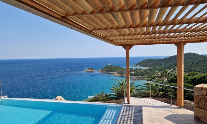 Pinarellu Villa | Luxury villa 5 * panoramic sea view private heated pool + SPA