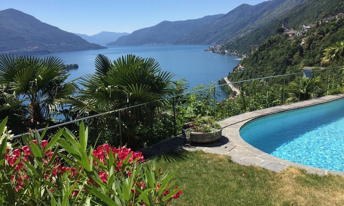 Ronco sopra Ascona Villa | Luxury villa, panoramic view of Lake Maggiore, heated large pool, 2 PP