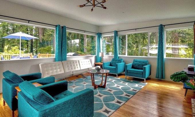 Bonney Lake House | Mid-Century Modern House w/Tiki Room & Hot Tub