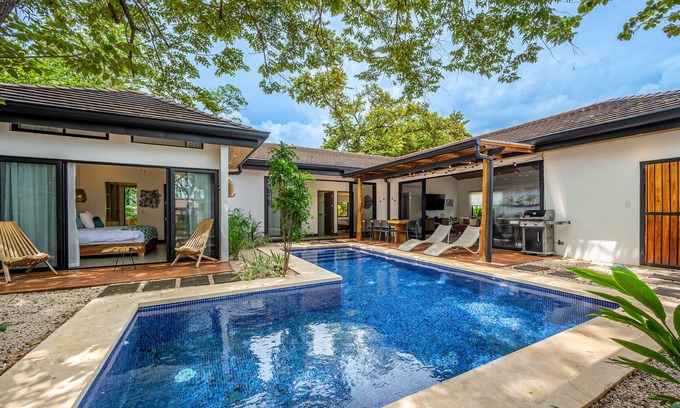 Tamarindo House | Modern home near the beach & stores with private pool, grill, patio, W/D, & AC