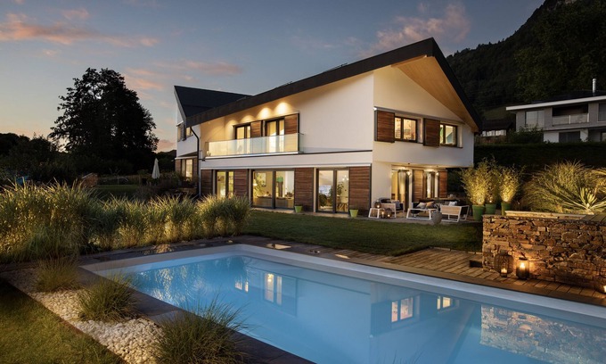 Blonay Villa | Montreux Holiday Home (Modern Villa) with view on the lake & the mountains