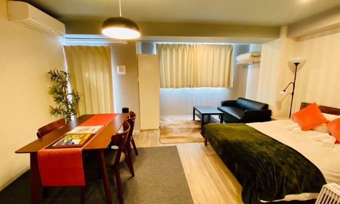 Nishi Apartment | No smoking 1 min from station studio double in16out10 /Osaka Ōsaka