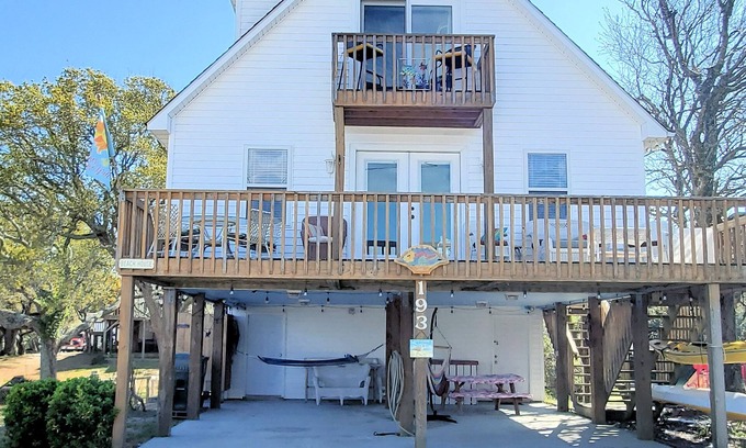 Salter Path House | Sound view beach retreat w/best of Island Life! Pets/Family welcome!
