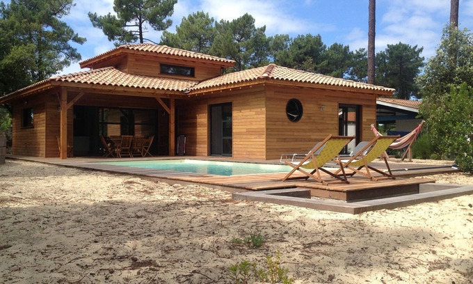 Lacanau-Ocean House | Wooden house 6/8 persons with heated swimming pool