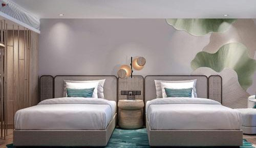 Premium Deluxe Double Room with Two Double Beds, Sea View, and Balcony