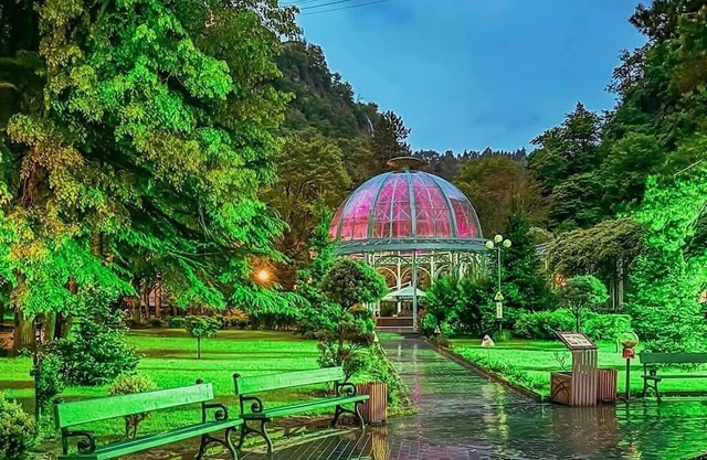 Eco cottage with retro architecture and natural wood interior in Borjomi