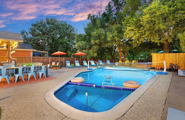 Resort Style Backyard Pool Pickleball Court